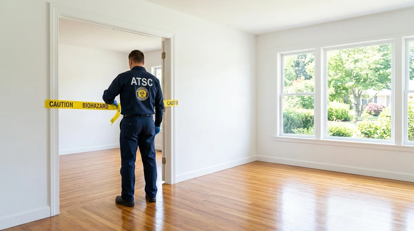 Certified biohazard cleanup crew performing Decomposition Cleanup in Milltown